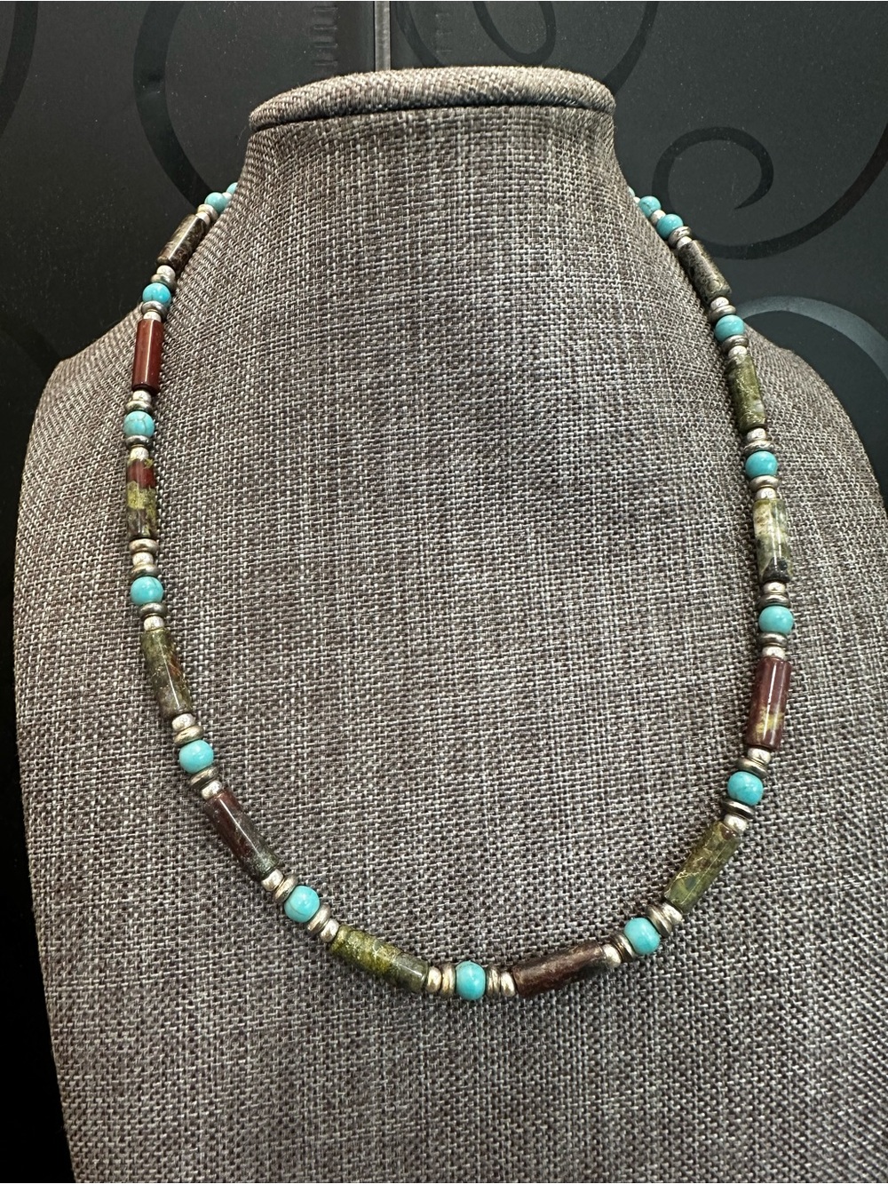 Turquoise and Dragon Blood Jasper Beaded Women's Necklace